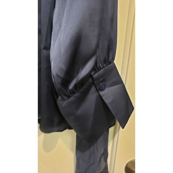 Estelle Ryder Wrap Shirt Blouse 3X 20W Button Front Collared Navy Blue NWT - Picture 10 of 12